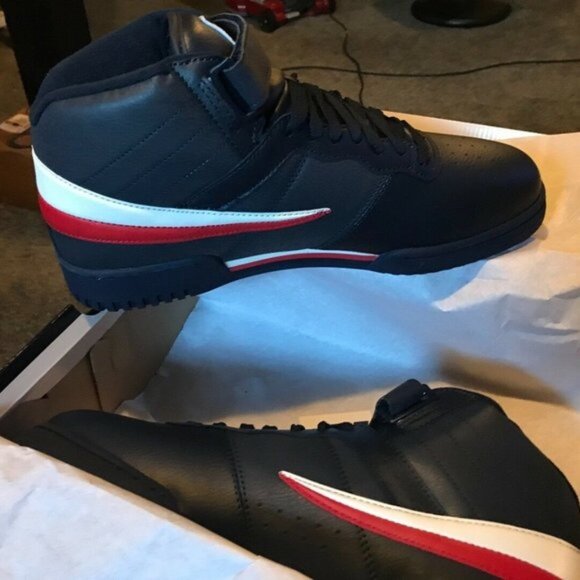 NEW Fila F13 Sneakers Navy White Red High Top 10.5 - Picture 3 of 6